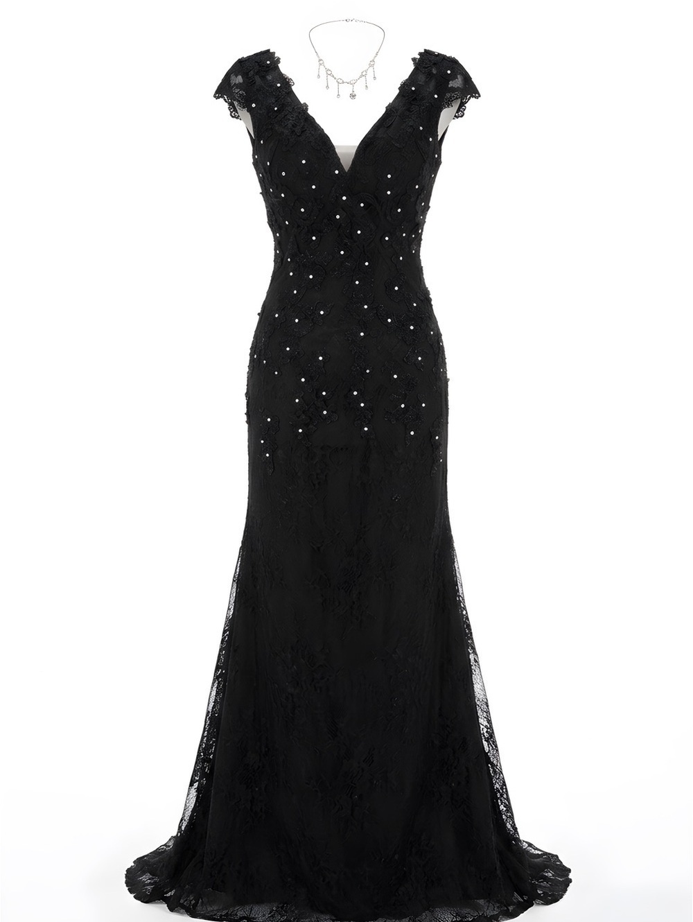 Elegant Black Beaded Wedding or Prom Dress